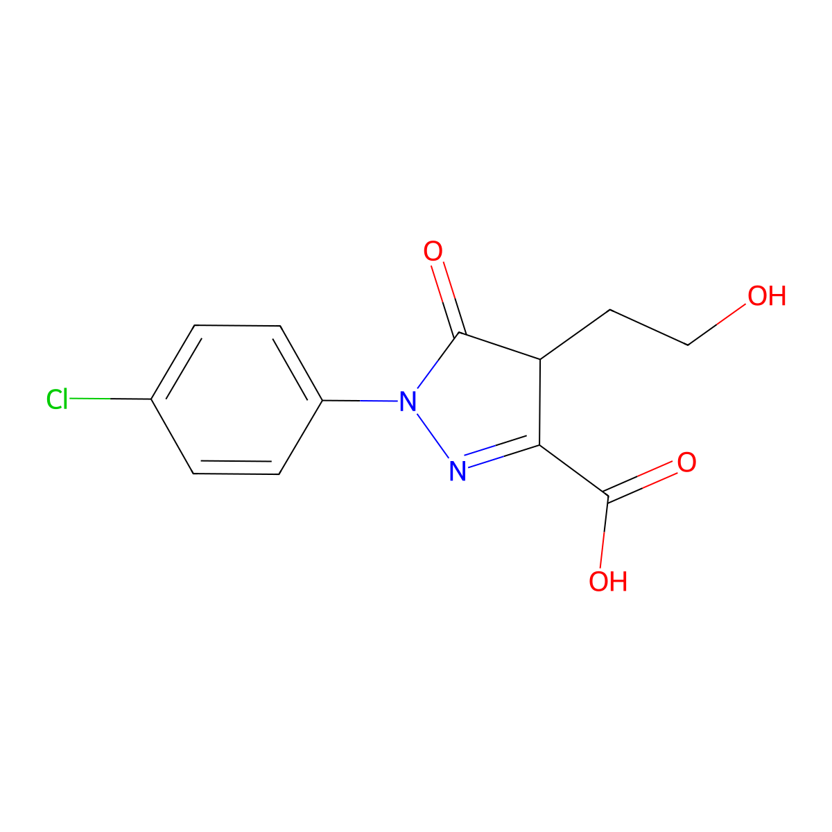 1-(4-chlorophenyl)-4-(2-hydroxyethyl)-5-oxo-4,5-dihydro-1H-pyrazole-3-carboxylic acid molecular structure, CAS 1262865-49-5