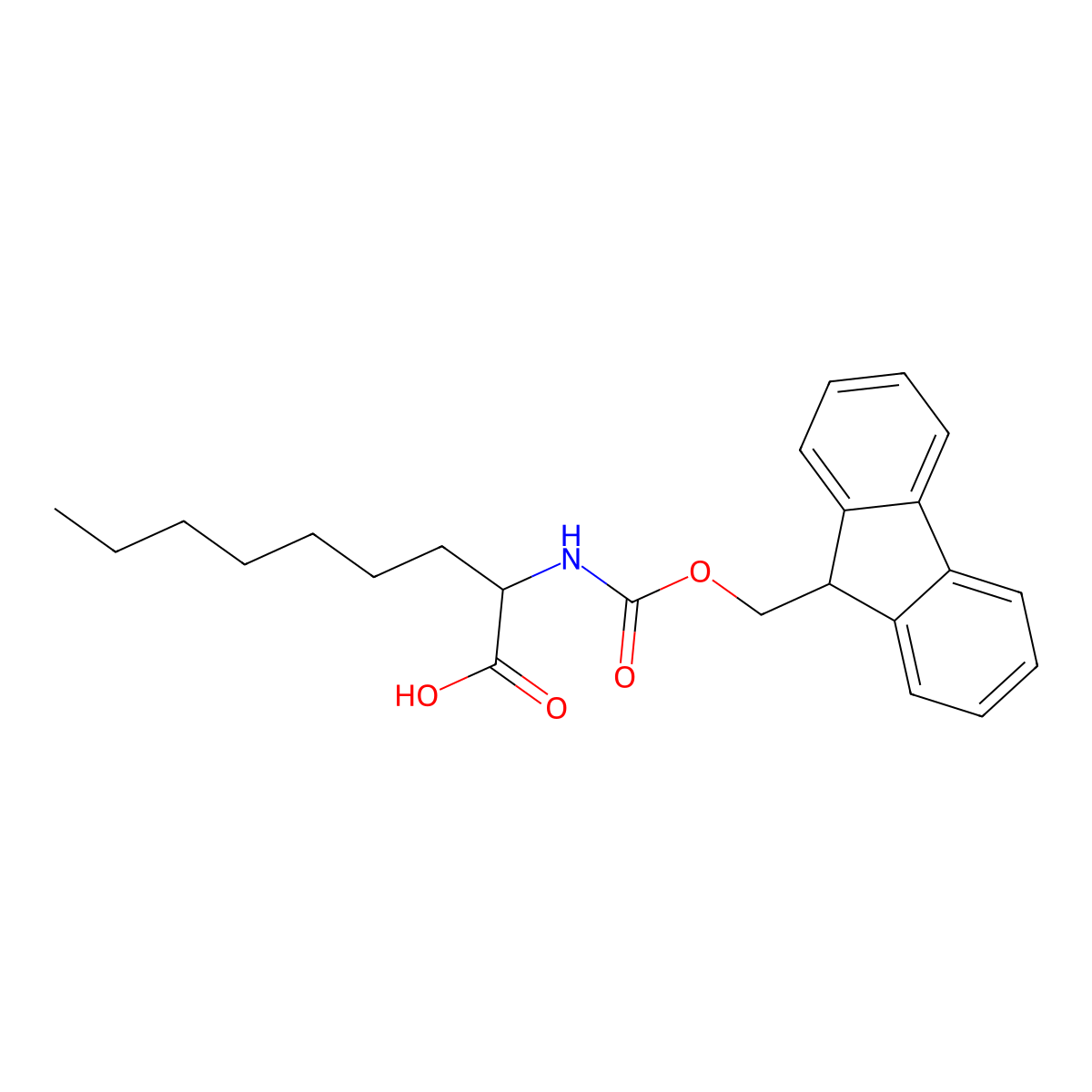 (S)-2-((((9H-Fluoren-9-yl)methoxy)carbonyl)amino)nonanoic acid molecular structure, CAS 1262886-65-6