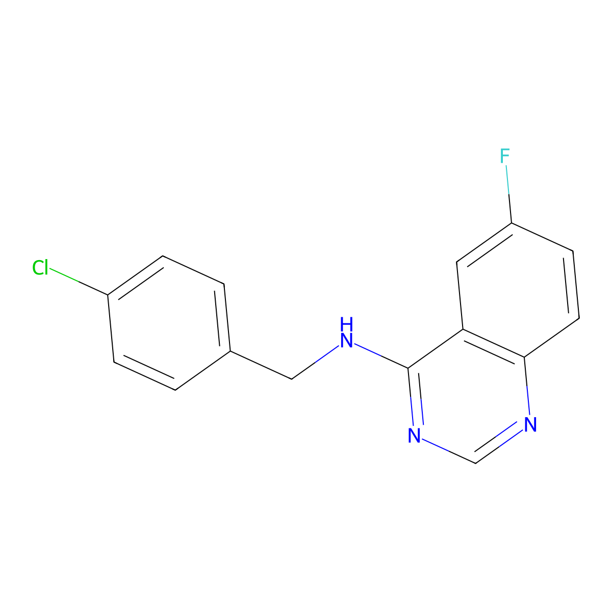 N-(4-Chlorobenzyl)-6-fluoroquinazolin-4-amine molecular structure, CAS 1262888-20-9