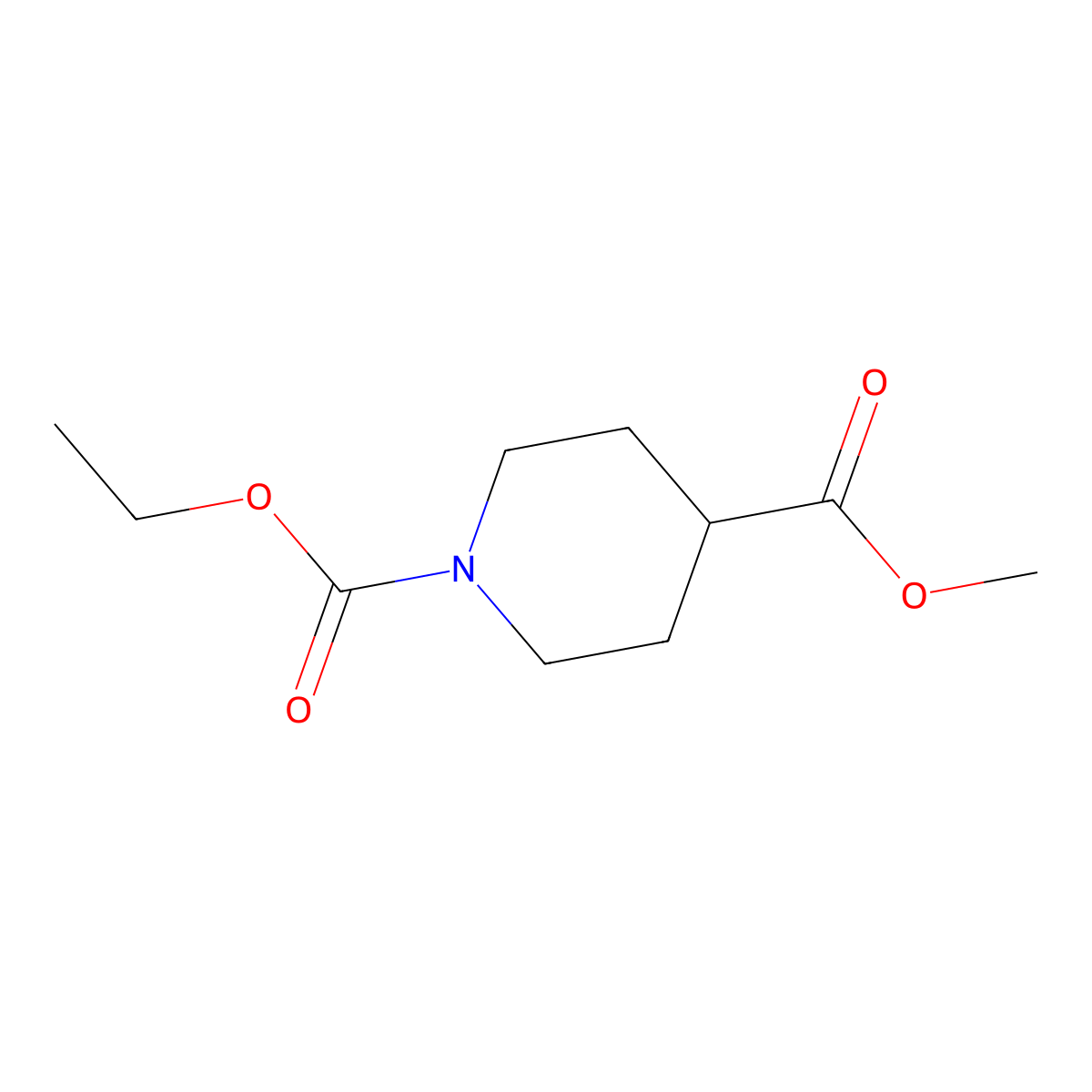 1-Ethyl 4-methyl piperidine-1,4-dicarboxylate molecular structure, CAS 126291-64-3