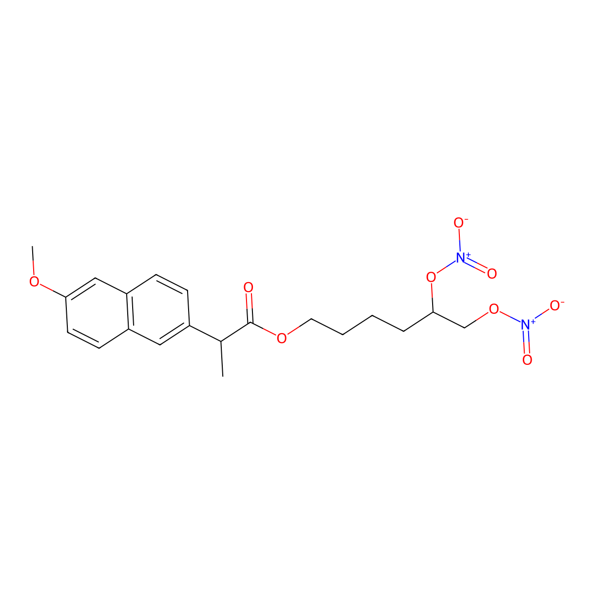 (alphaS)-6-Methoxy-alpha-methyl-2-naphthaleneaceticacid(5S)-5,6-bis(nitrooxy)hexylester molecular structure, CAS 1262956-64-8
