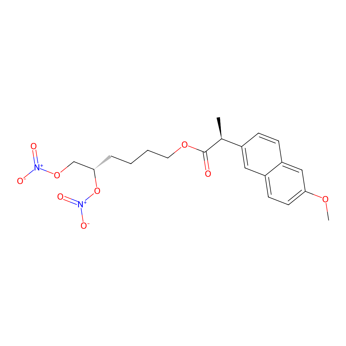 (alphaS)-6-Methoxy-alpha-methyl-2-naphthaleneaceticacid(5S)-5,6-bis(nitrooxy)hexylester molecular structure, CAS 1262956-64-8