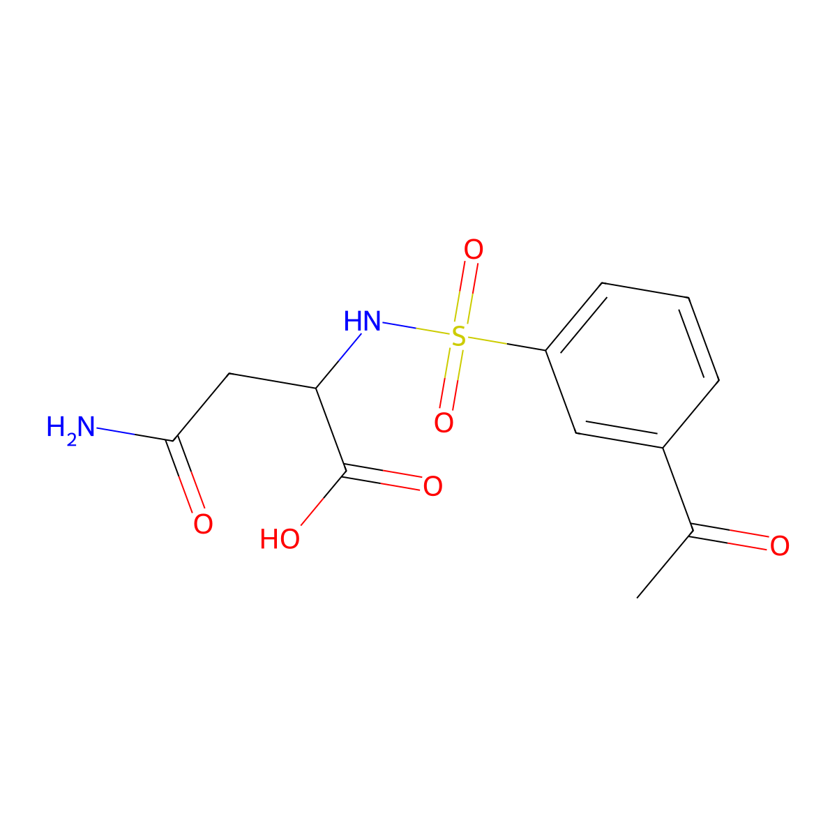 2-(3-Acetylbenzenesulfonamido)-3-carbamoylpropanoic acid molecular structure, CAS 1262965-52-5