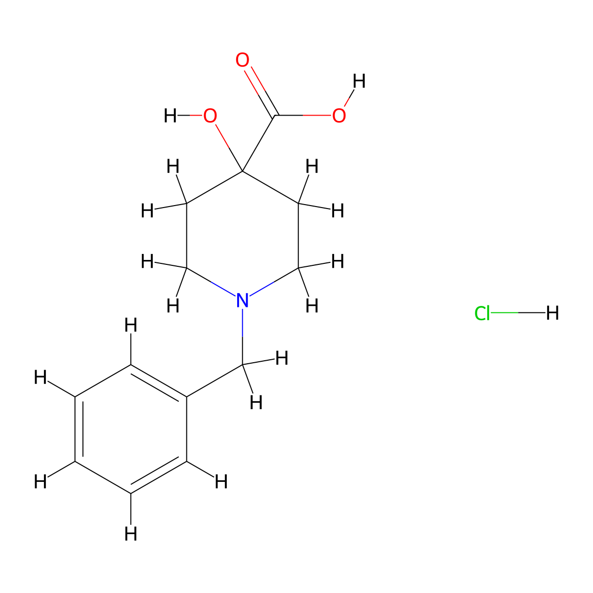 1-Benzyl-4-hydroxypiperidine-4-carboxylic acid hydrochloride molecular structure, CAS 1262988-77-1