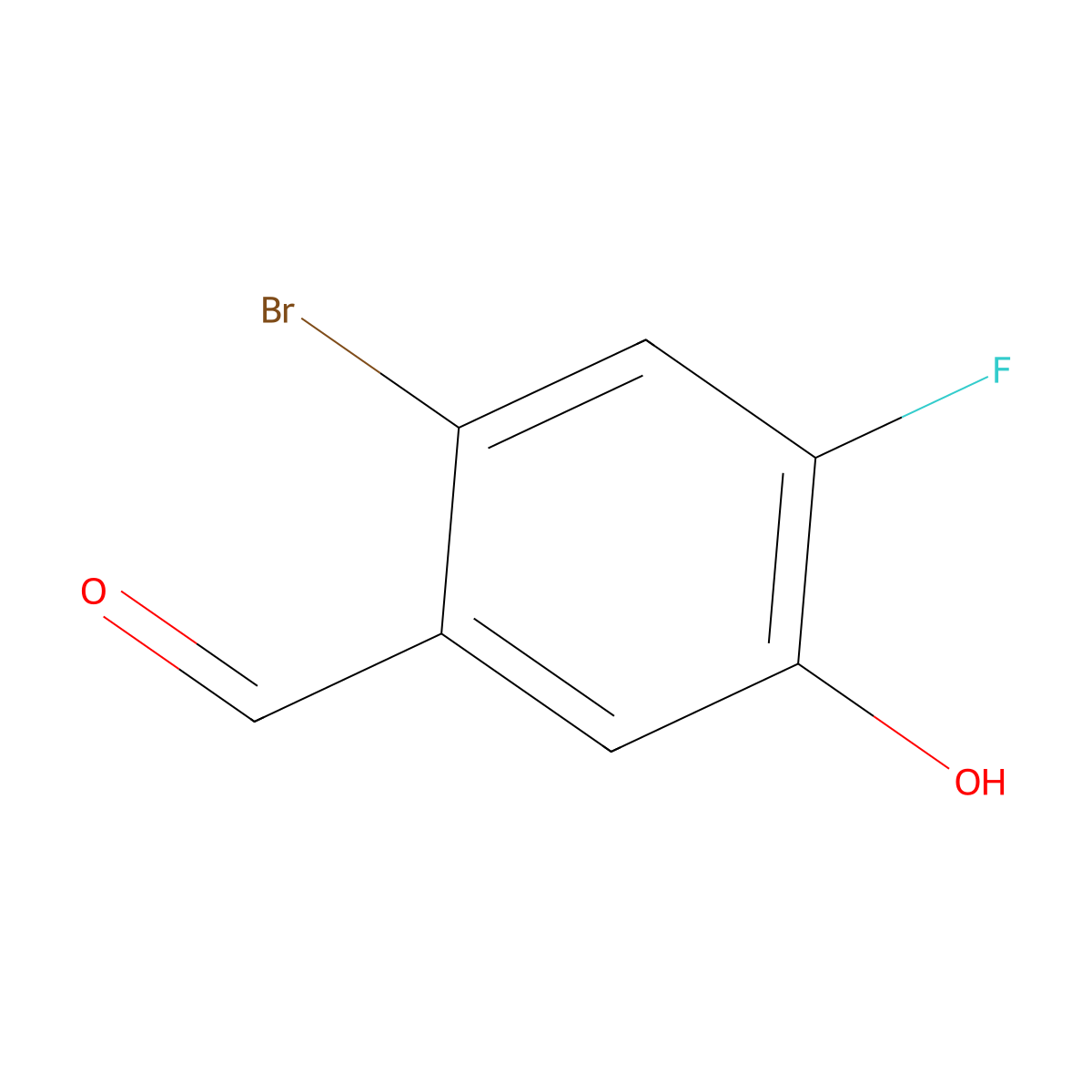 2-Bromo-4-fluoro-5-hydroxybenzaldehyde molecular structure, CAS 1262989-52-5