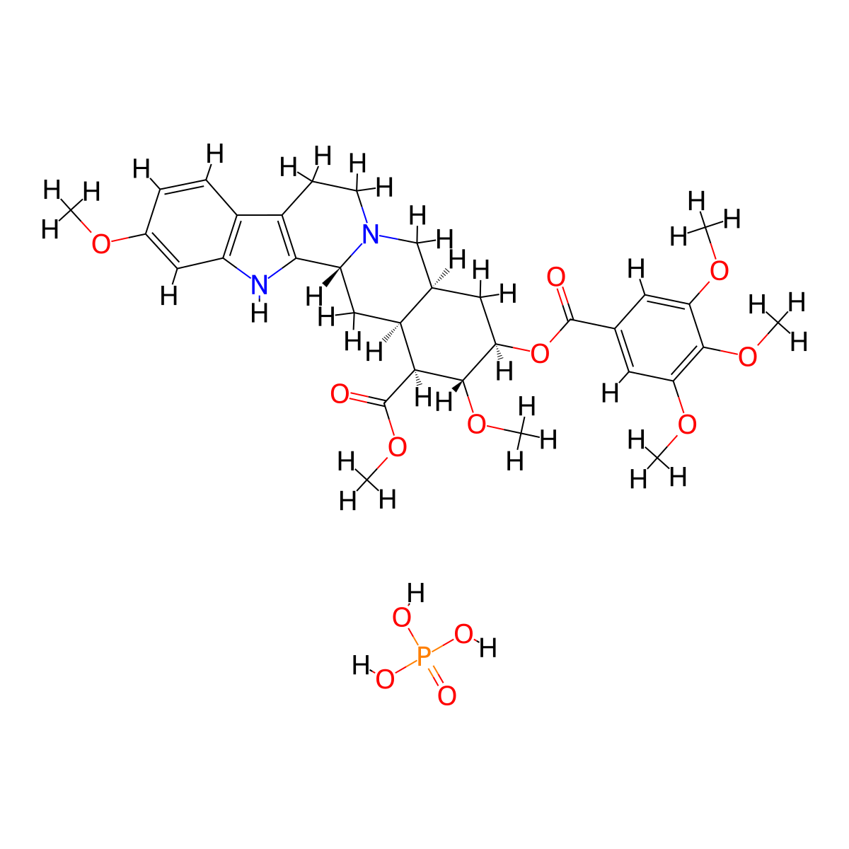 Reserpine phosphate molecular structure, CAS 1263-94-1