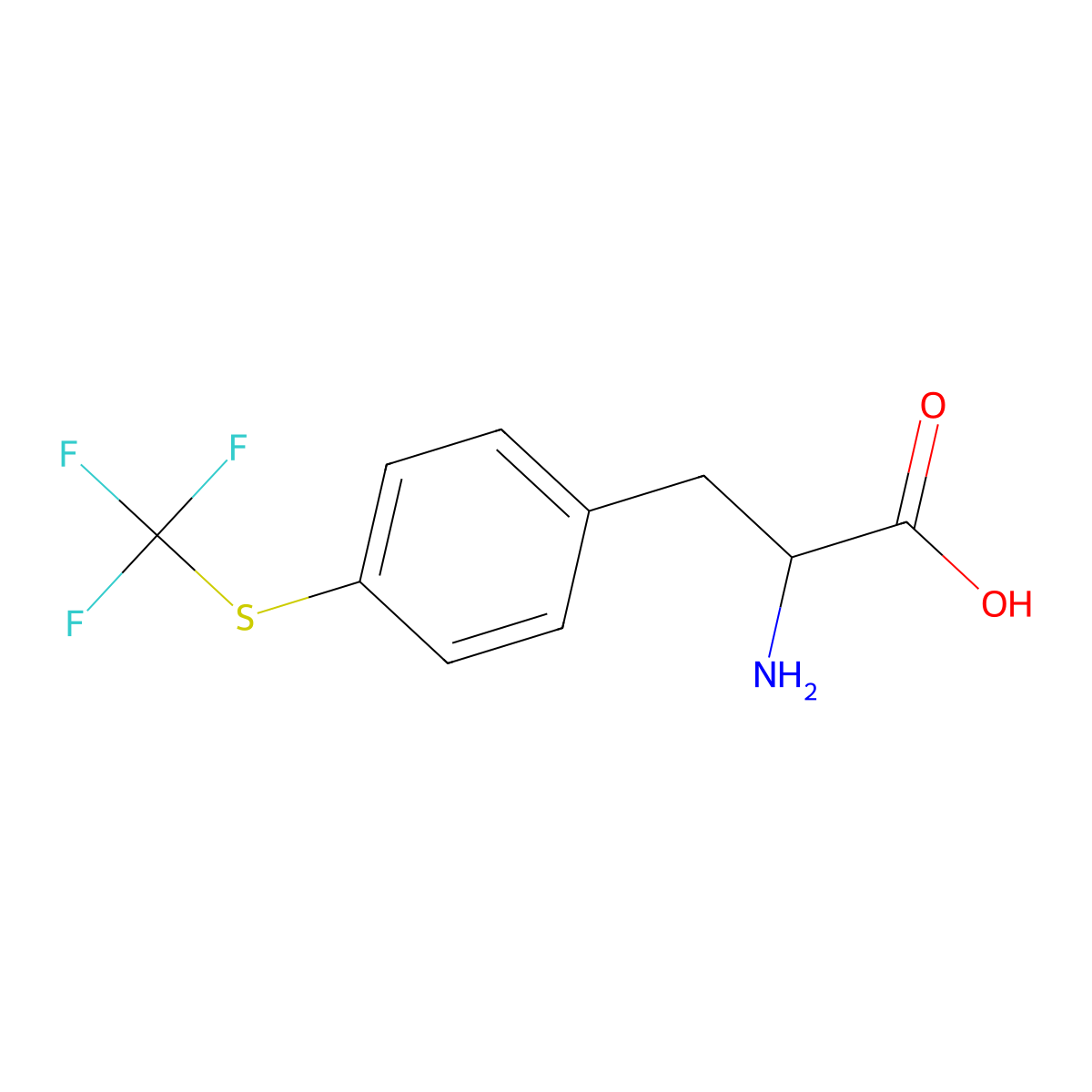 2-Amino-3-{4-[(trifluoromethyl)sulfanyl]phenyl}propanoic acid molecular structure, CAS 126300-91-2