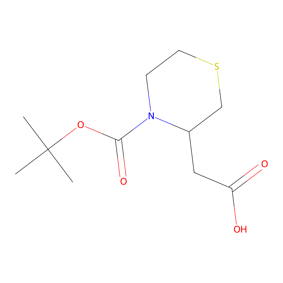 (S)-N-T-Butyloxycarbonyl-thiomorpholine-3-YL-acetic acid molecular structure, CAS 1263045-15-3