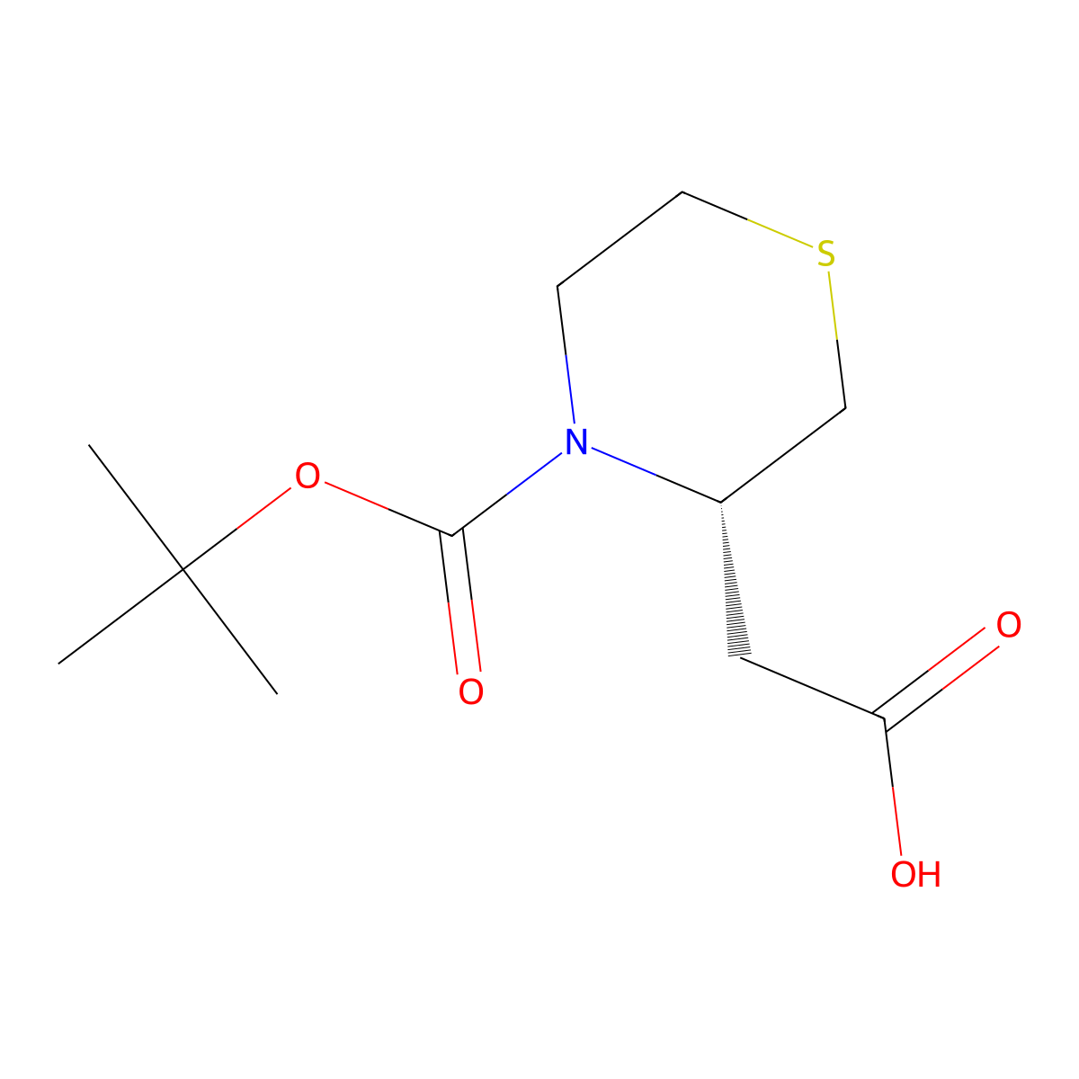 (S)-N-T-Butyloxycarbonyl-thiomorpholine-3-YL-acetic acid molecular structure, CAS 1263045-15-3
