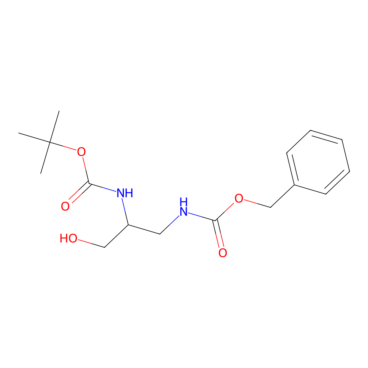 (R)-Benzyl tert-butyl (3-hydroxypropane-1,2-diyl)dicarbamate molecular structure, CAS 1263045-28-8