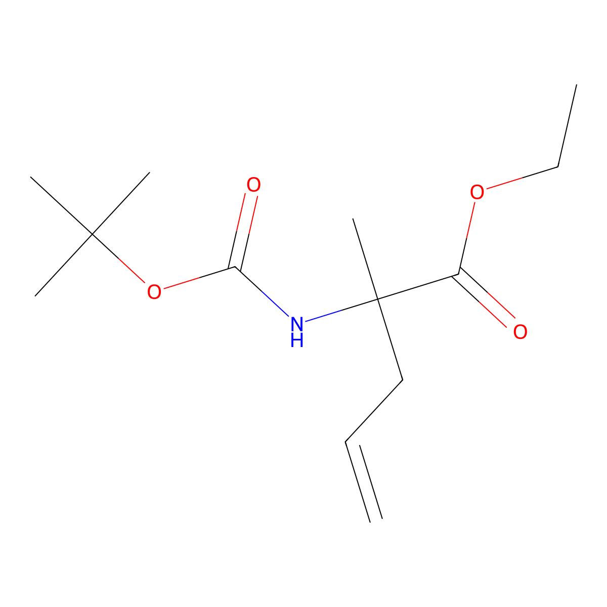 4-Pentenoic acid, 2-[[(1,1-dimethylethoxy)carbonyl]amino]-2-methyl-, ethyl ester, (2R)- molecular structure, CAS 1263046-12-3