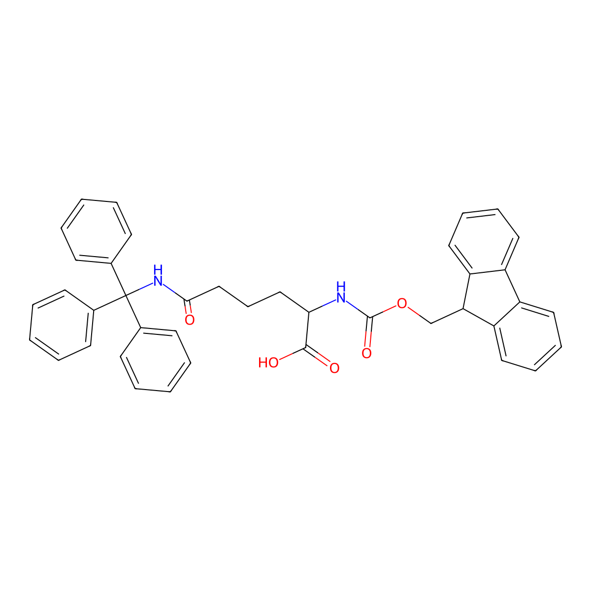 (S)-Fmoc-2-amino-5-(trityl-carbamoyl)-pentanoic acid molecular structure, CAS 1263046-43-0