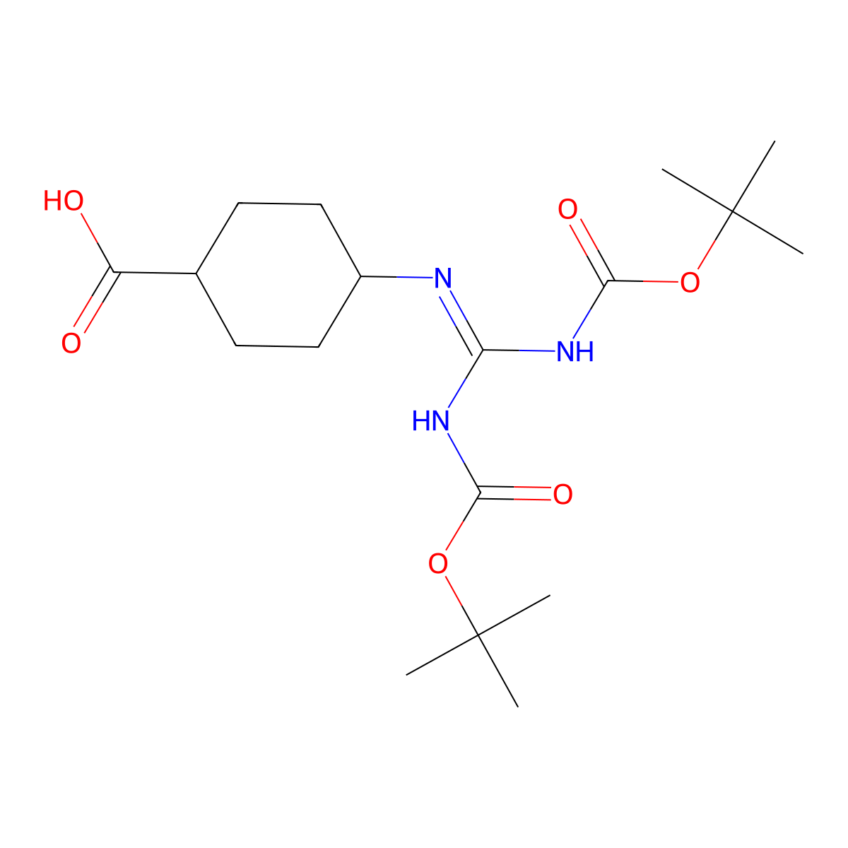 4-Trans-[(boc)2-guanidino]cyclohexane carboxylic acid molecular structure, CAS 1263046-44-1