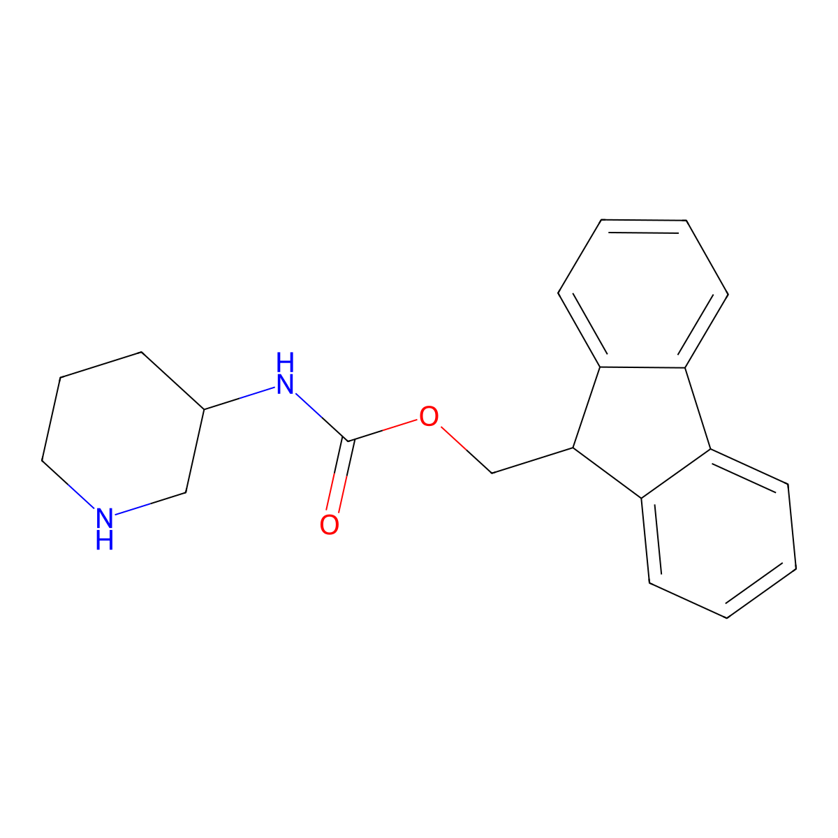 9H-fluoren-9-ylmethyl N-[(3R)-piperidin-3-yl]carbamate molecular structure, CAS 1263046-53-2