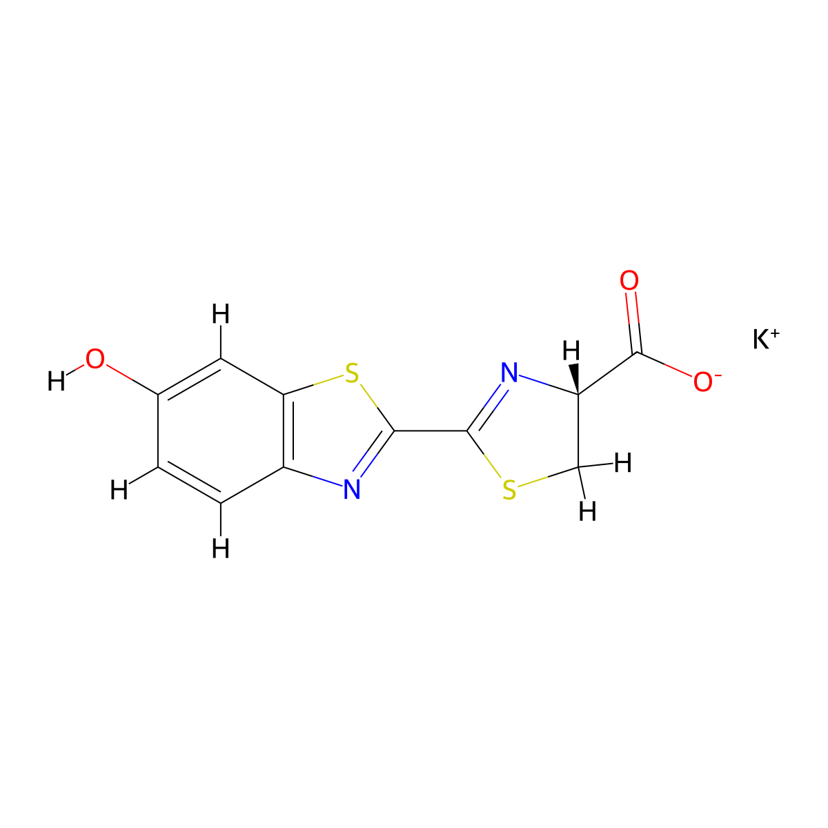 potassium (R)-2-(6-hydroxybenzo[d]thiazol-2-yl)-4,5-dihydrothiazole-4-carboxylate molecular structure, CAS 1263046-66-7