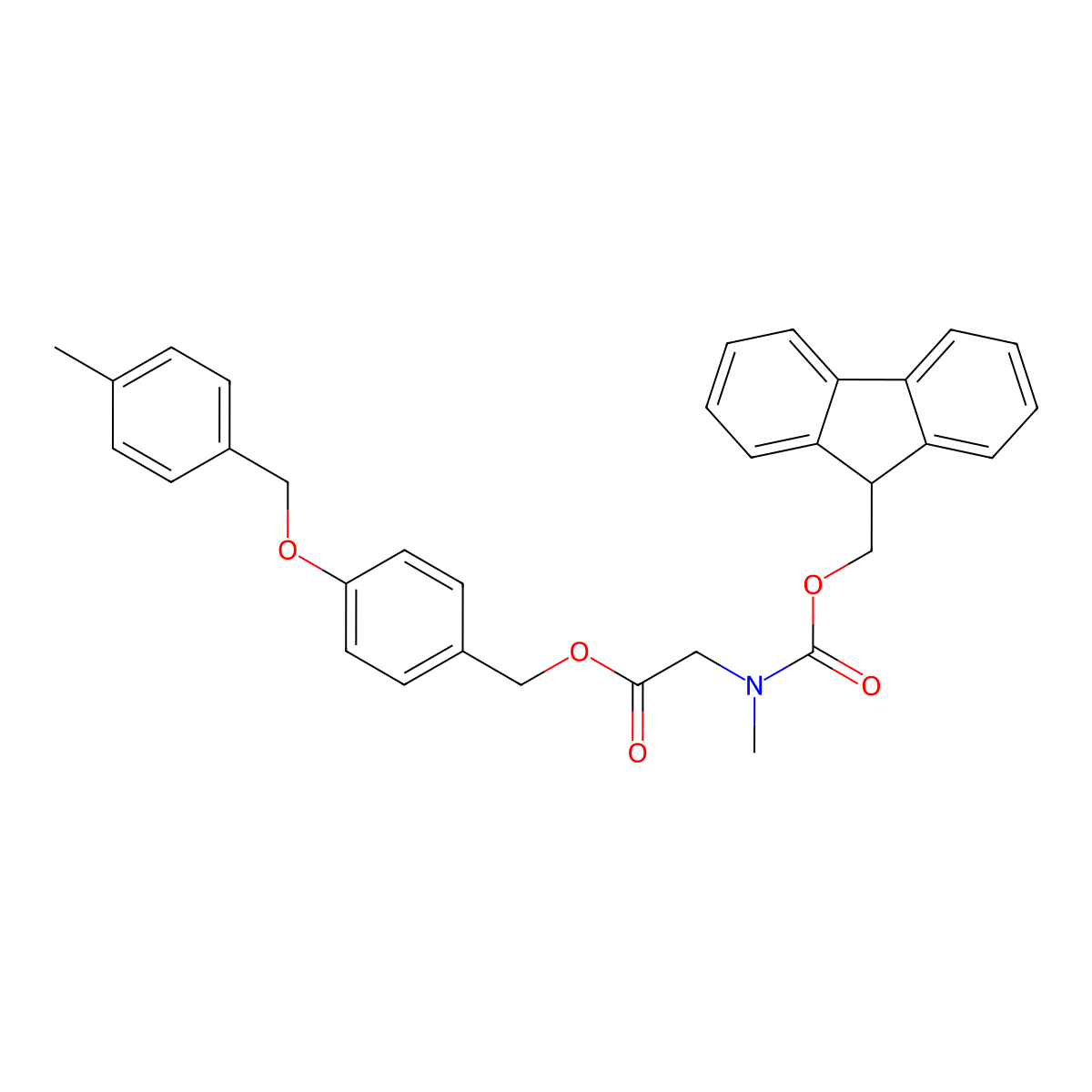 Fmoc-Sar-Wang resin molecular structure, CAS 1263047-18-2