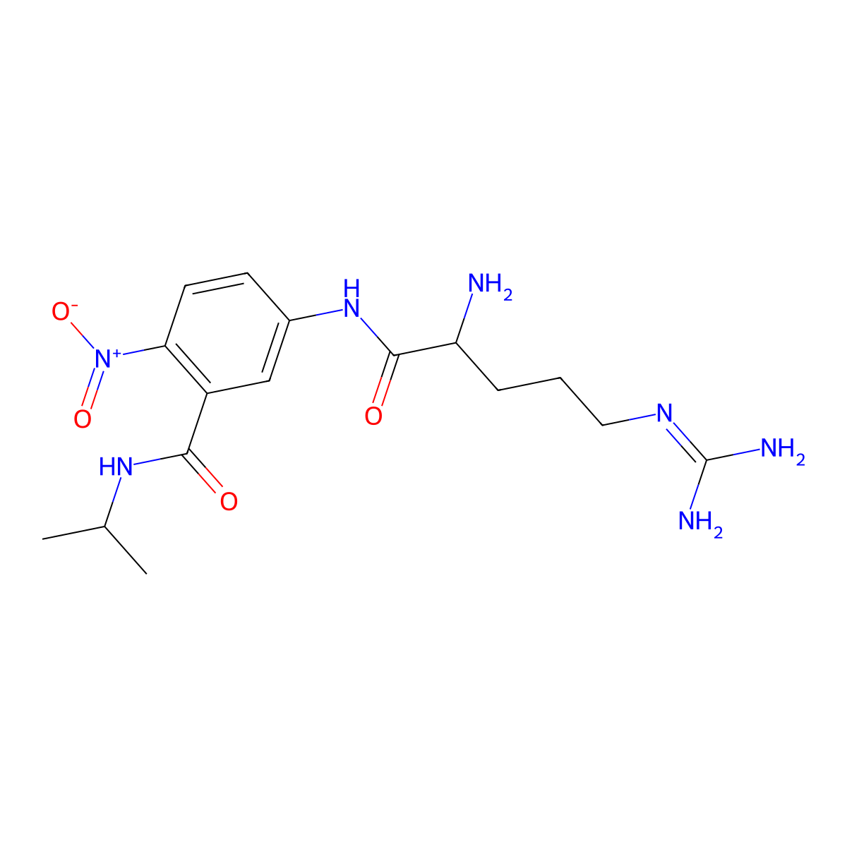 L-Arginine-[4-nitro-3-(carboxy-iso-propyl amid)-phenyl] ester dihydrochloride molecular structure, CAS 1263047-34-2