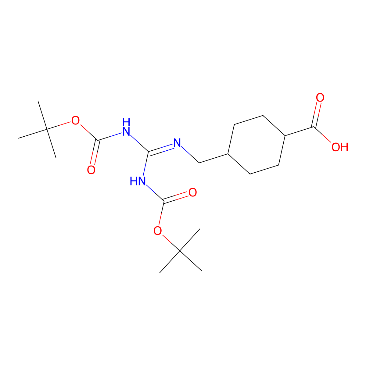 4-Trans-(boc2-guanidino)methycyclohexane carboxylic acid molecular structure, CAS 1263047-40-0