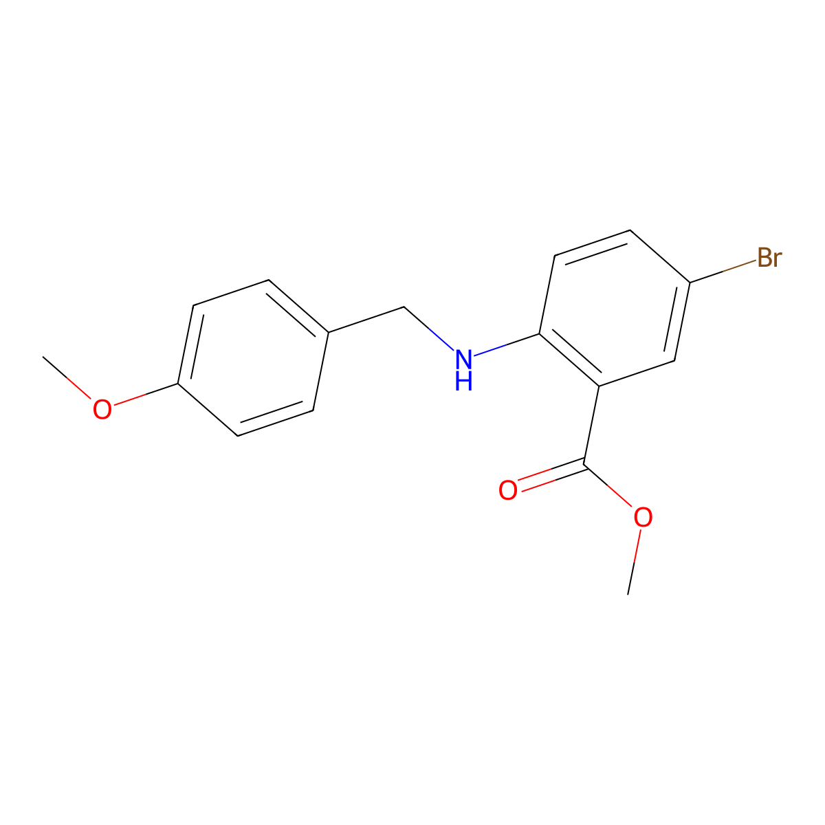 Methyl 5-bromo-2-[(4-methoxybenzyl)amino]benzoate molecular structure, CAS 1263052-18-1