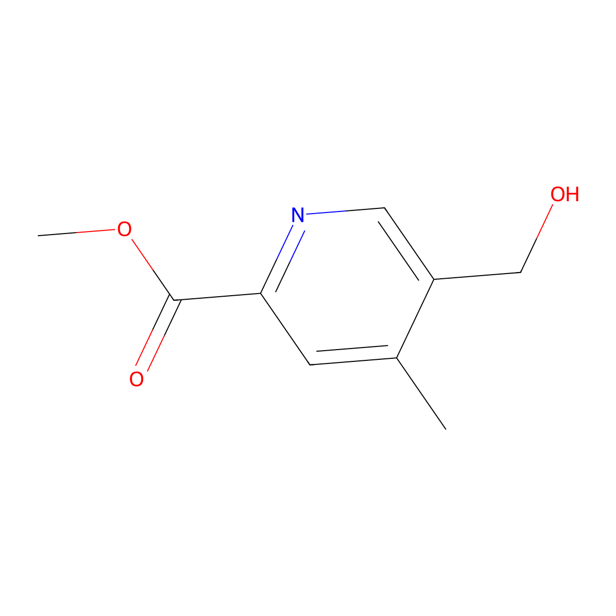 Methyl 5-(hydroxymethyl)-4-methylpyridine-2-carboxylate molecular structure, CAS 1263057-45-9
