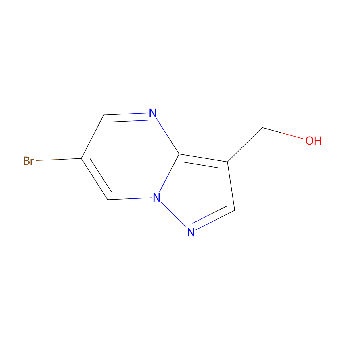 (6-Bromopyrazolo[1,5-a]pyrimidin-3-yl)methanol molecular structure, CAS 1263057-74-4