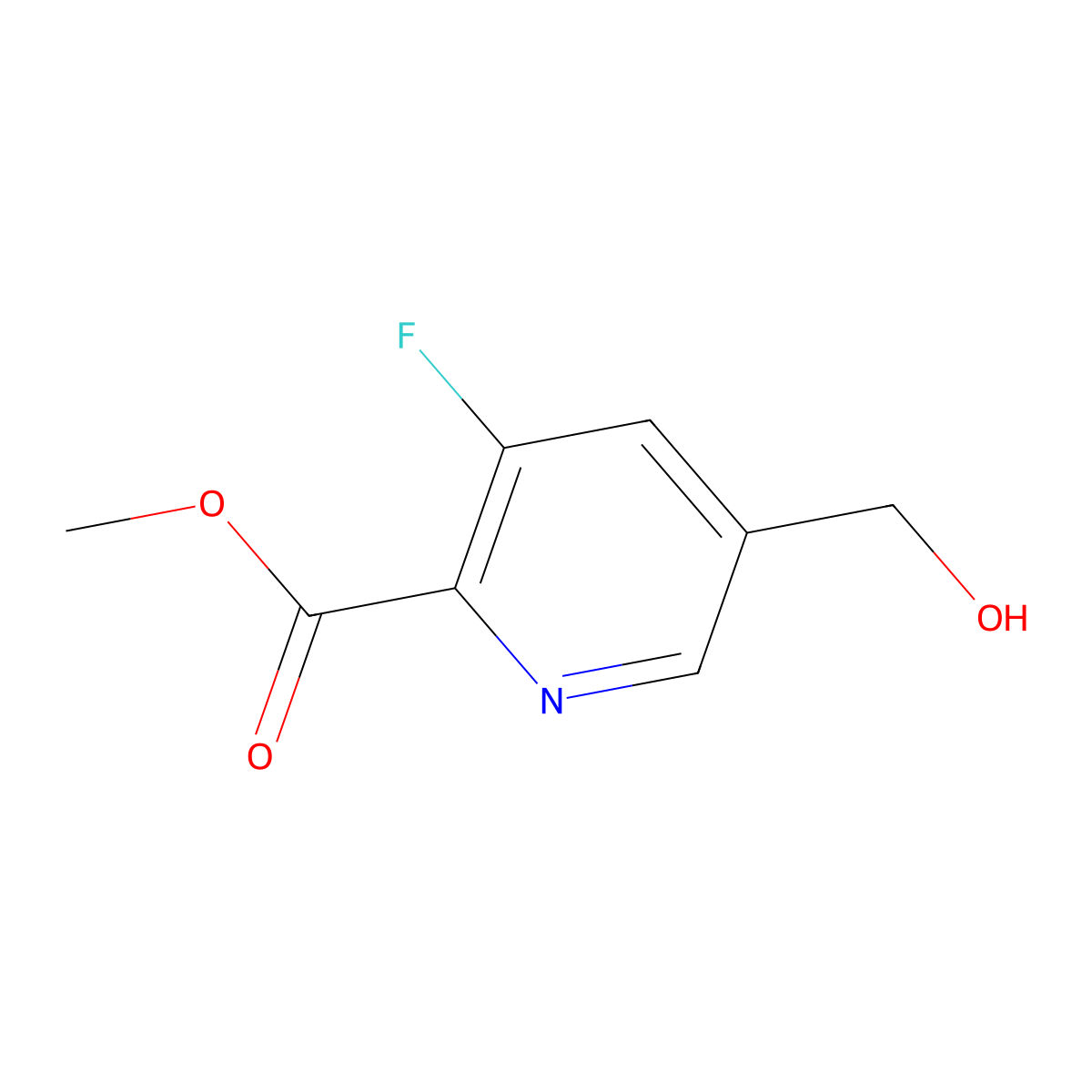 Methyl 3-fluoro-5-(hydroxymethyl)pyridine-2-carboxylate molecular structure, CAS 1263058-40-7