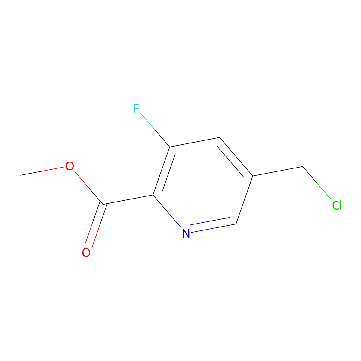 Methyl 5-(chloromethyl)-3-fluoropyridine-2-carboxylate molecular structure, CAS 1263058-99-6