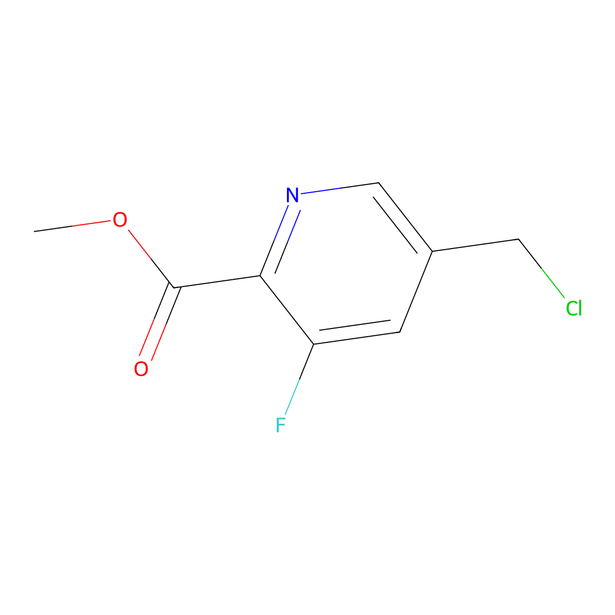 Methyl 5-(chloromethyl)-3-fluoropyridine-2-carboxylate molecular structure, CAS 1263058-99-6