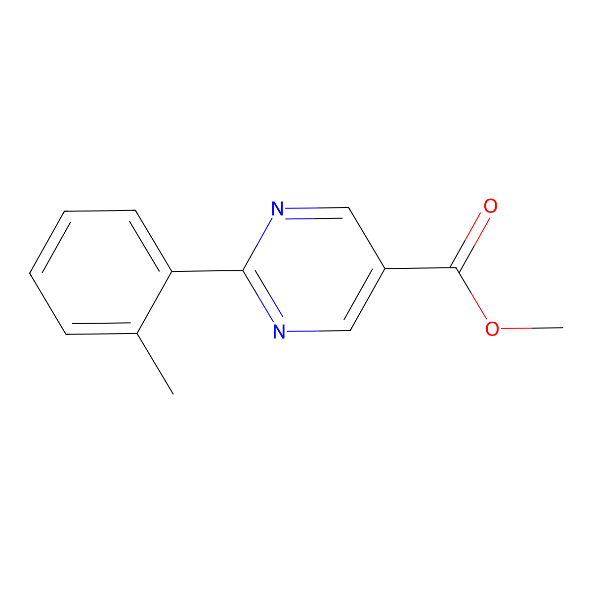 Methyl 2-(o-tolyl)pyrimidine-5-carboxylate molecular structure, CAS 1263059-48-8