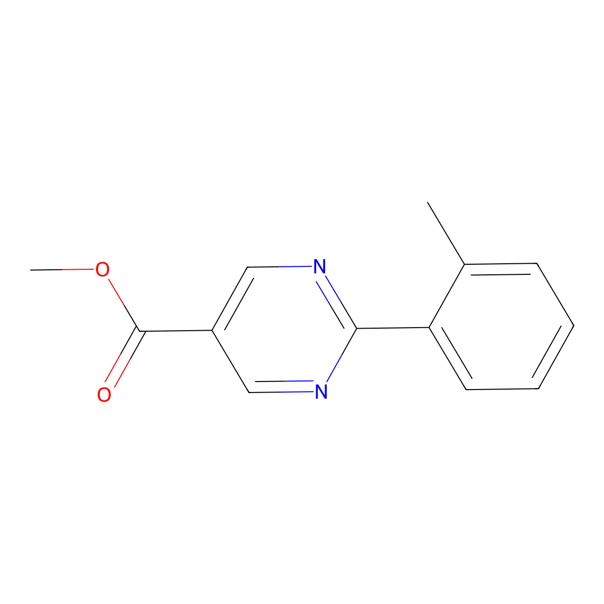 Methyl 2-(o-tolyl)pyrimidine-5-carboxylate molecular structure, CAS 1263059-48-8