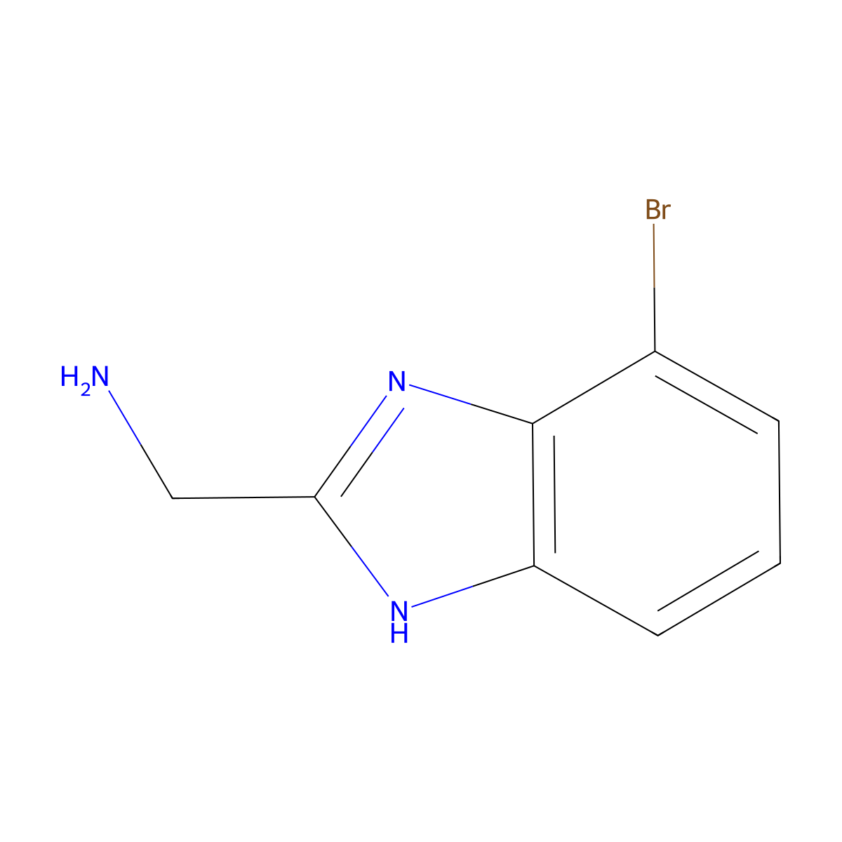 (4-bromo-1H-1,3-benzodiazol-2-yl)methanamine molecular structure, CAS 1263060-69-0