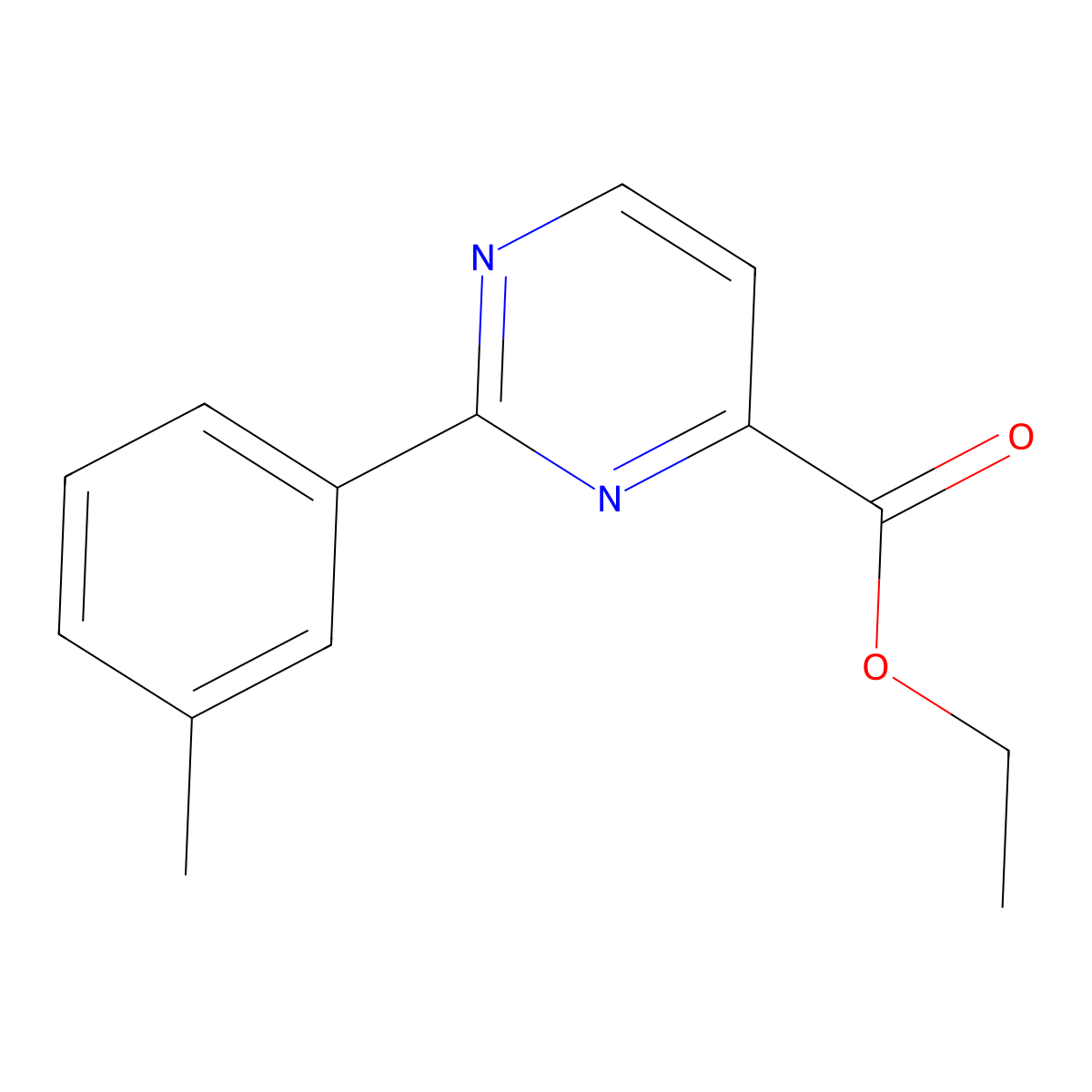 Ethyl 2-(3-methylphenyl)pyrimidine-4-carboxylate molecular structure, CAS 1263061-24-0