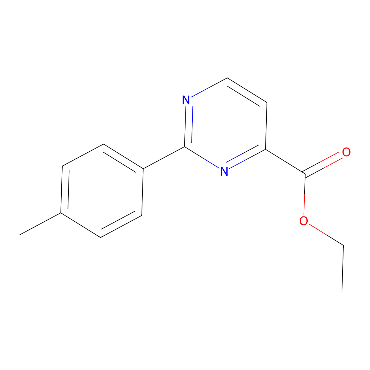 Ethyl 2-(4-methylphenyl)pyrimidine-4-carboxylate molecular structure, CAS 1263061-34-2