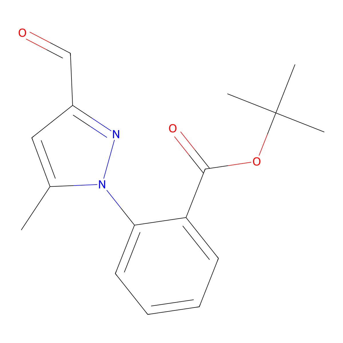 tert-butyl 2-(3-formyl-5-methyl-1H-pyrazol-1-yl)benzoate molecular structure, CAS 1263063-14-4