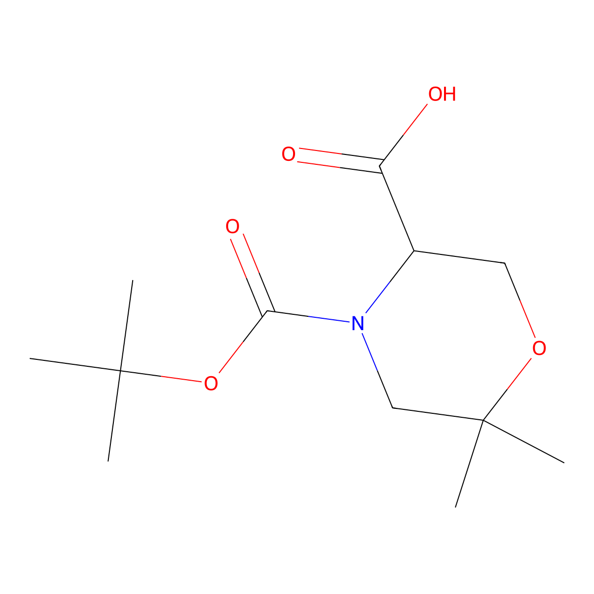 (R)-4-Boc-6,6-Dimethyl-morpholine-3-carboxylic acid molecular structure, CAS 1263077-92-4
