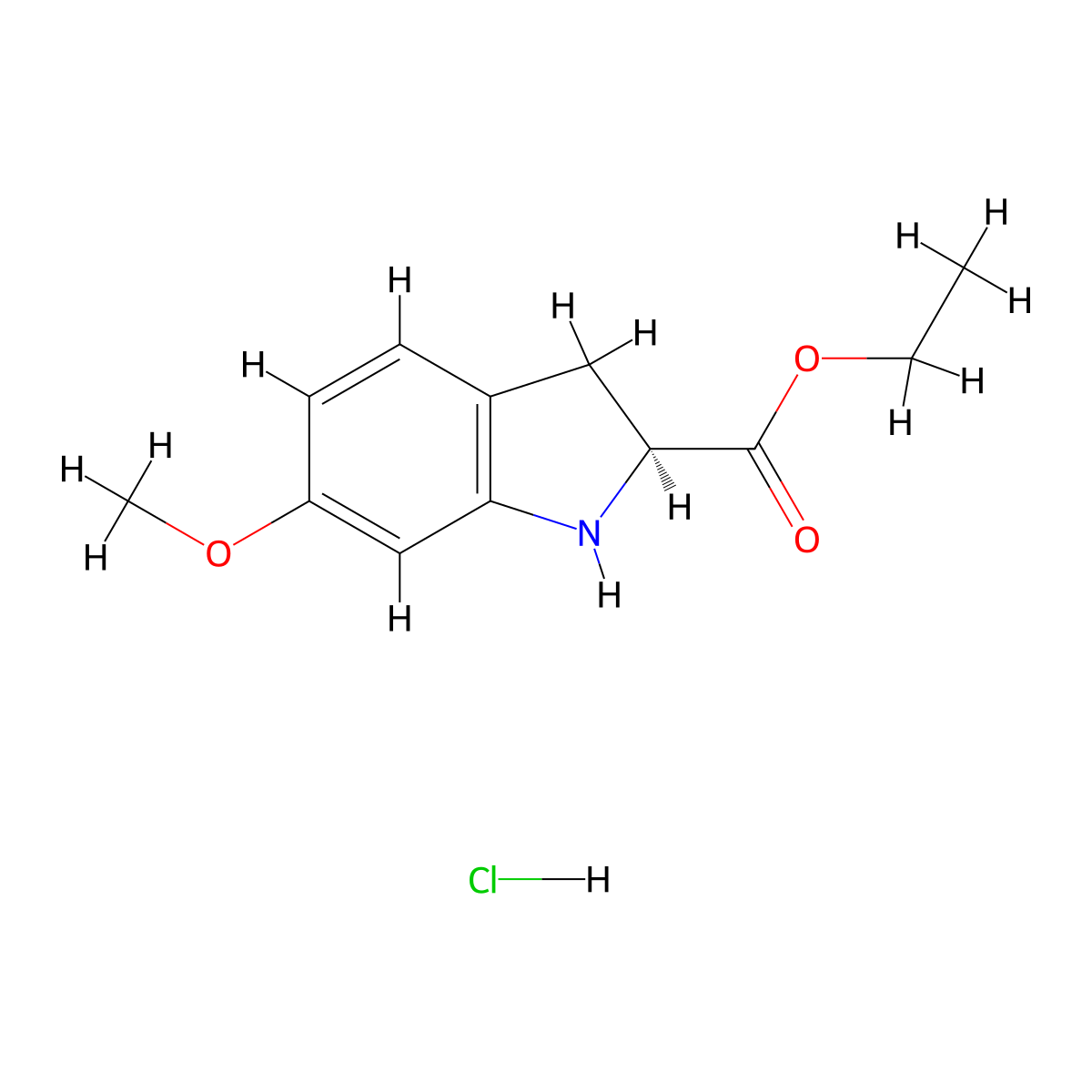 (S)-Ethyl 6-methoxyindoline-2-carboxylate hydrochloride molecular structure, CAS 1263078-03-0