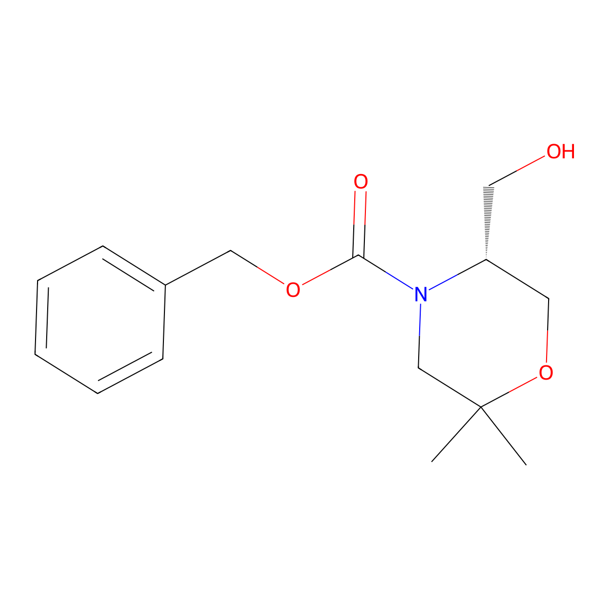 (R)-4-Cbz-5-Hydroxymethyl-2,2-dimethyl-morpholine molecular structure, CAS 1263078-09-6