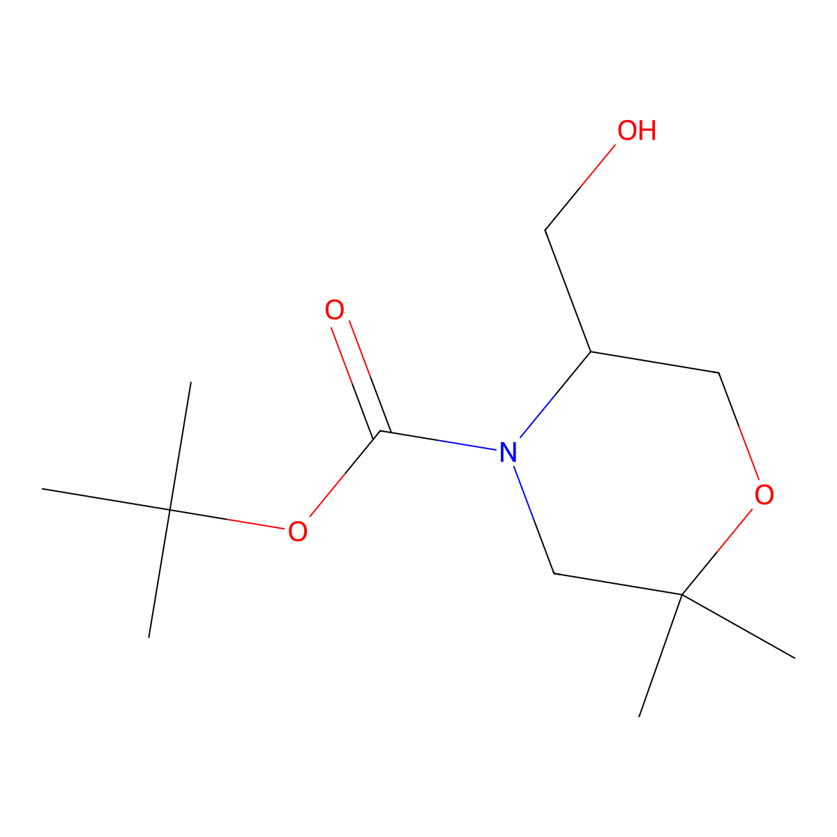 (R)-4-Boc-5-Hydroxymethyl-2,2-dimethyl-morpholine molecular structure, CAS 1263078-13-2