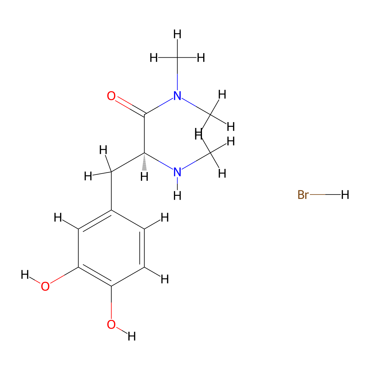 (S)-3-(3,4-Dihydroxyphenyl)-N,N-dimethyl-2-methylaminopropionamide HBr molecular structure, CAS 1263078-19-8