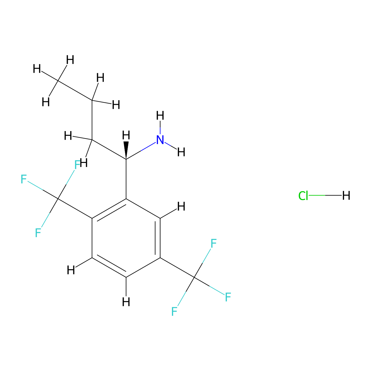 (S)-1-(2,5-Bis(trifluoromethyl)phenyl)butan-1-amine hydrochloride molecular structure, CAS 1263078-22-3