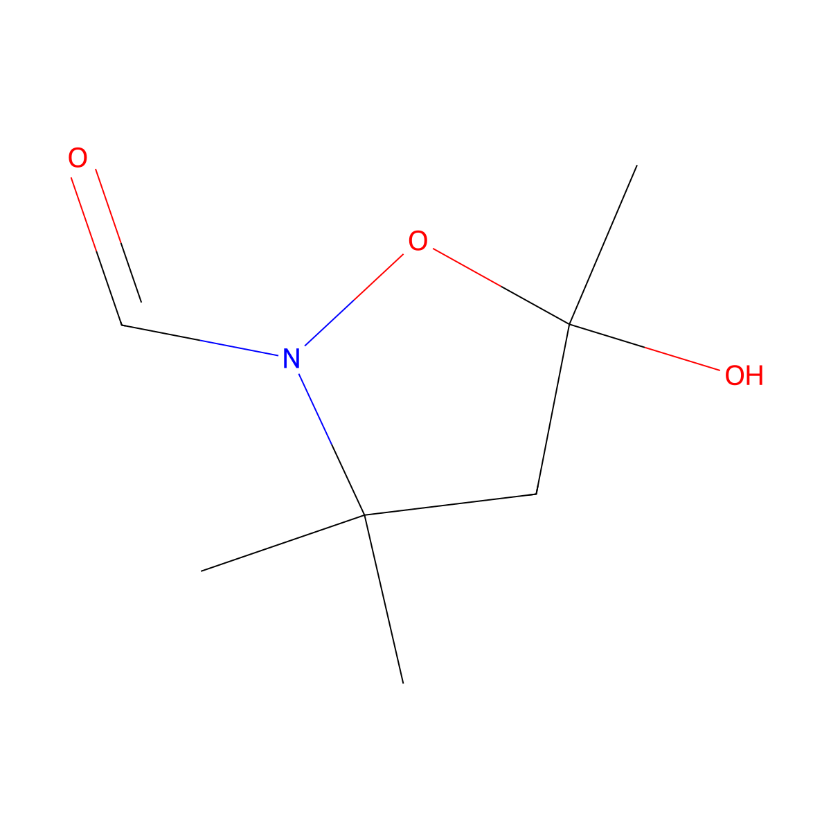 5-Hydroxy-3,3,5-trimethyl-1,2-oxazolidine-2-carbaldehyde molecular structure, CAS 126308-67-6