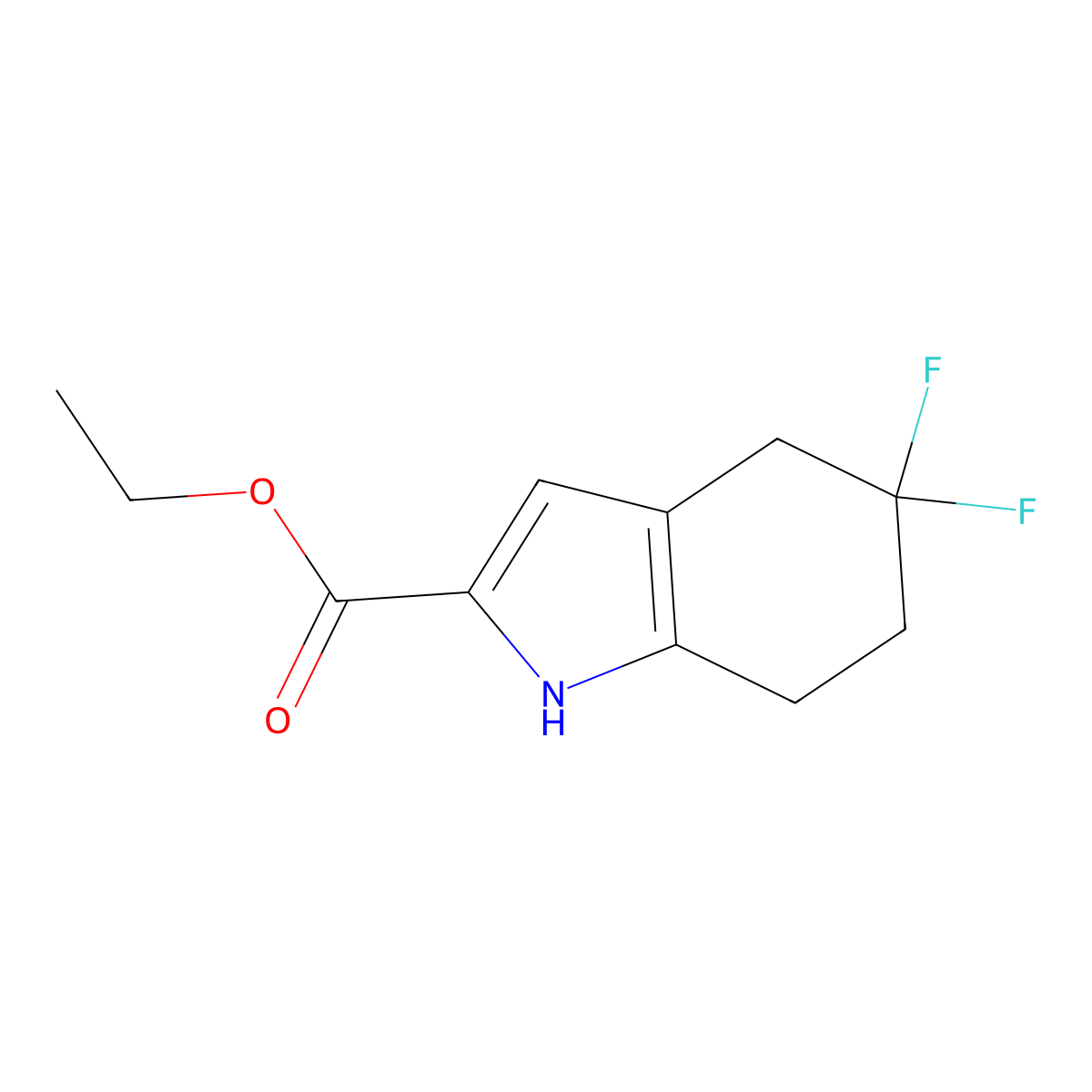 Ethyl 5,5-difluoro-4,5,6,7-tetrahydro-1H-indole-2-carboxylate molecular structure, CAS 1263082-55-8
