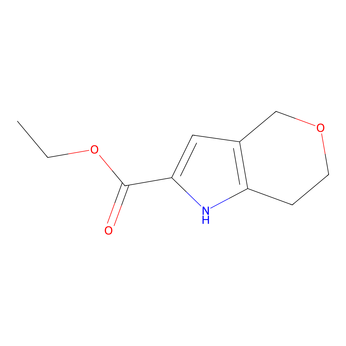 ethyl 1H,4H,6H,7H-pyrano[4,3-b]pyrrole-2-carboxylate molecular structure, CAS 1263083-01-7