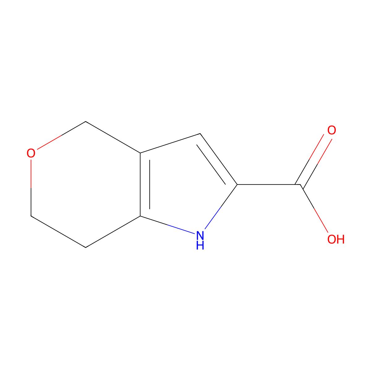 1H,4H,6H,7H-pyrano[4,3-b]pyrrole-2-carboxylic acid molecular structure, CAS 1263083-03-9