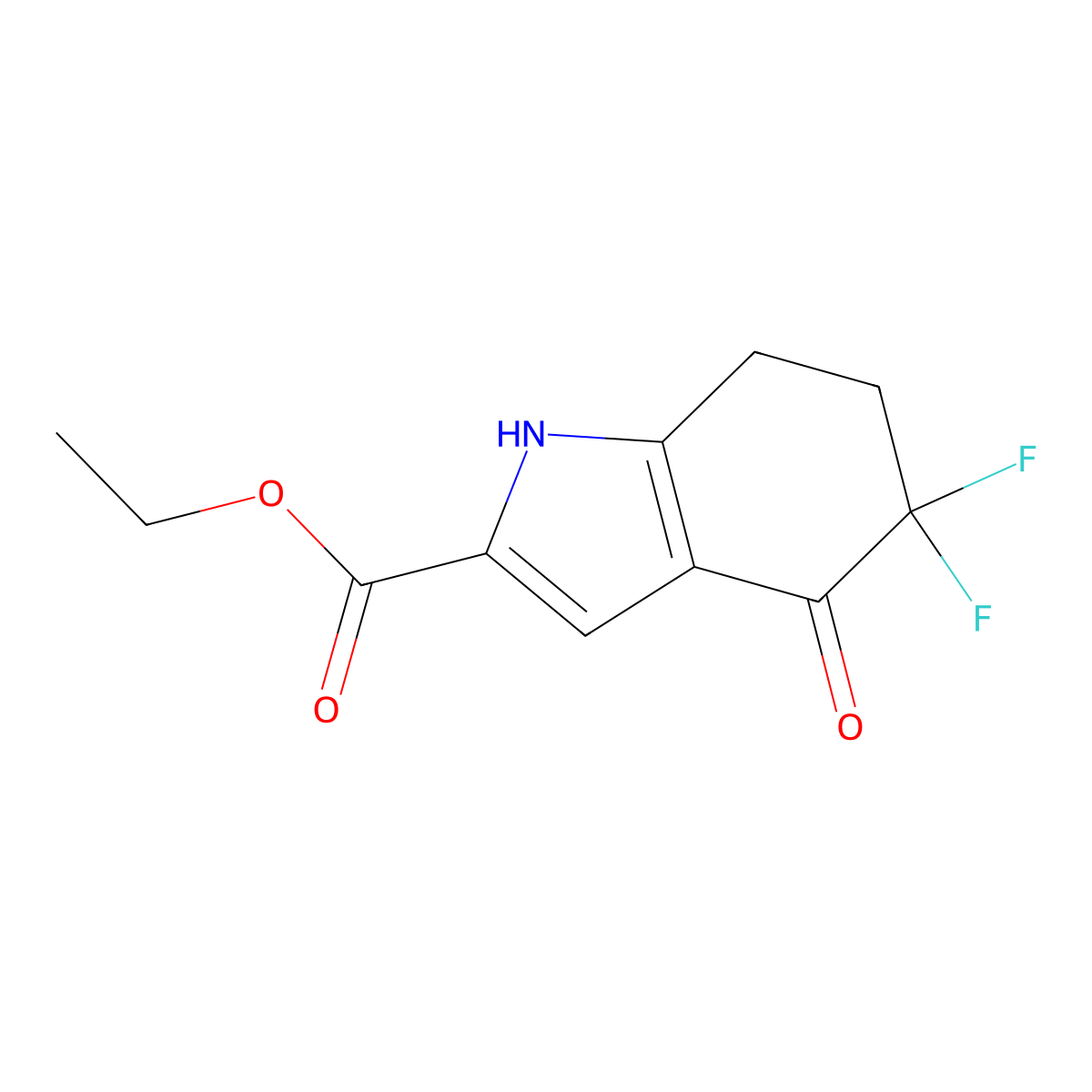 ethyl 5,5-difluoro-4-oxo-6,7-dihydro-1H-indole-2-carboxylate molecular structure, CAS 1263083-10-8
