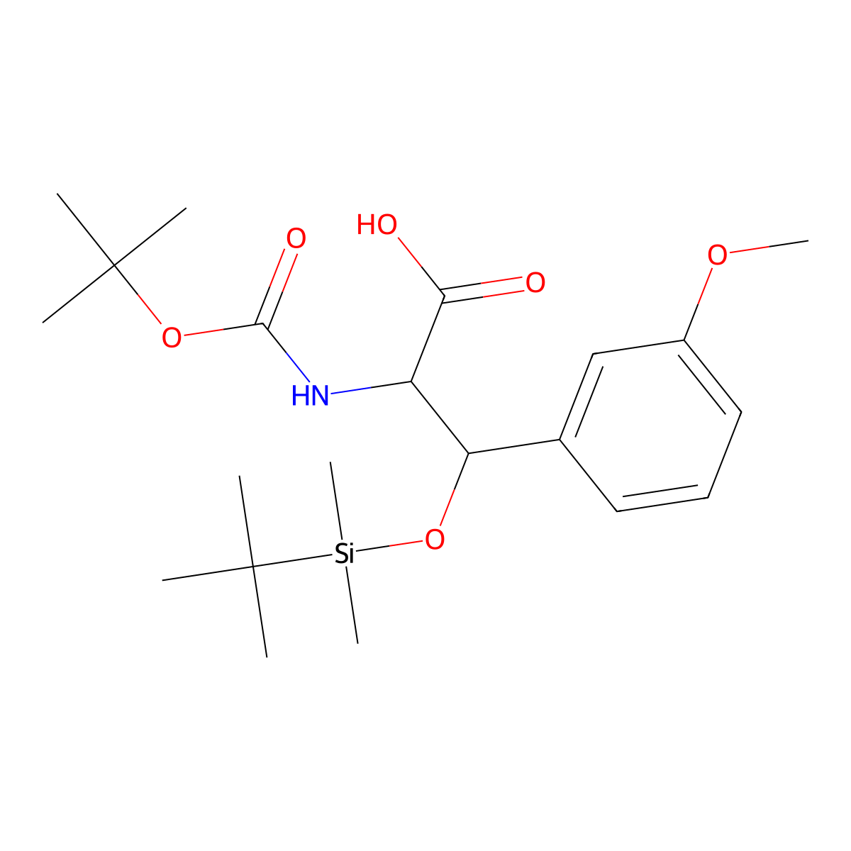 2-tert-Butoxycarbonylamino-3-(tert-butyl-dimethyl-silanyloxy)-3-(3-methoxy-phenyl)-propionic acid molecular structure, CAS 1263093-83-9