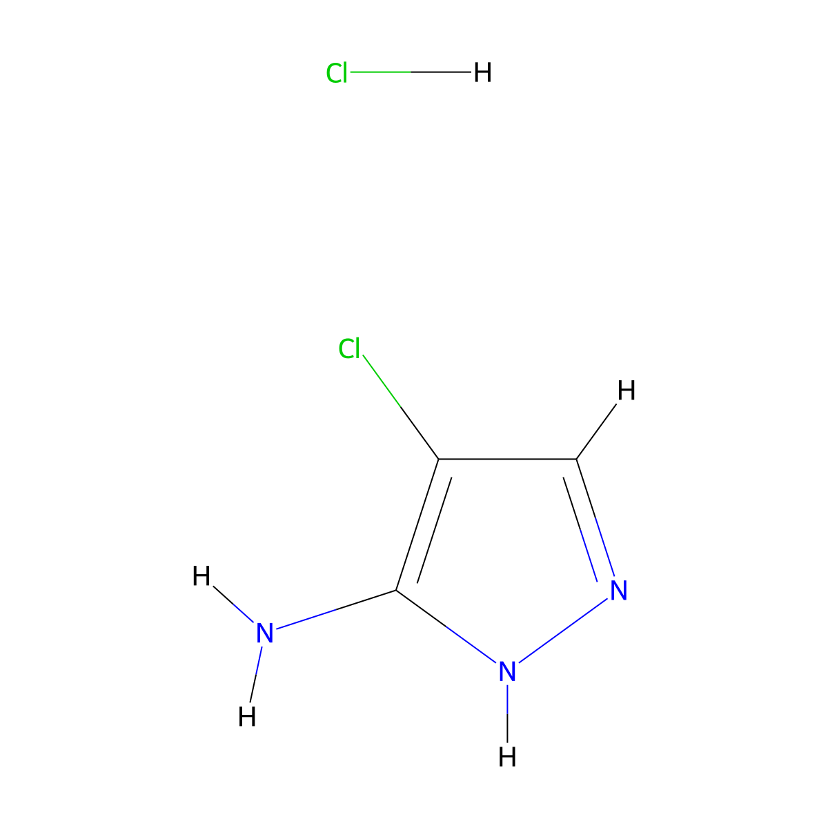 4-chloro-1H-pyrazol-3-amine hydrochloride molecular structure, CAS 1263094-05-8