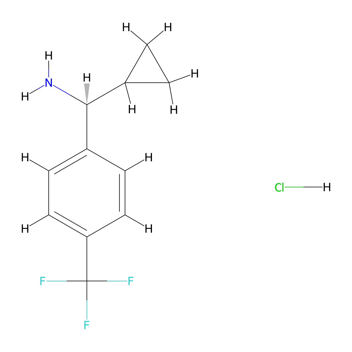 (S)-Cyclopropyl(4-(trifluoromethyl)phenyl)methanamine hydrochloride molecular structure, CAS 1263094-18-3