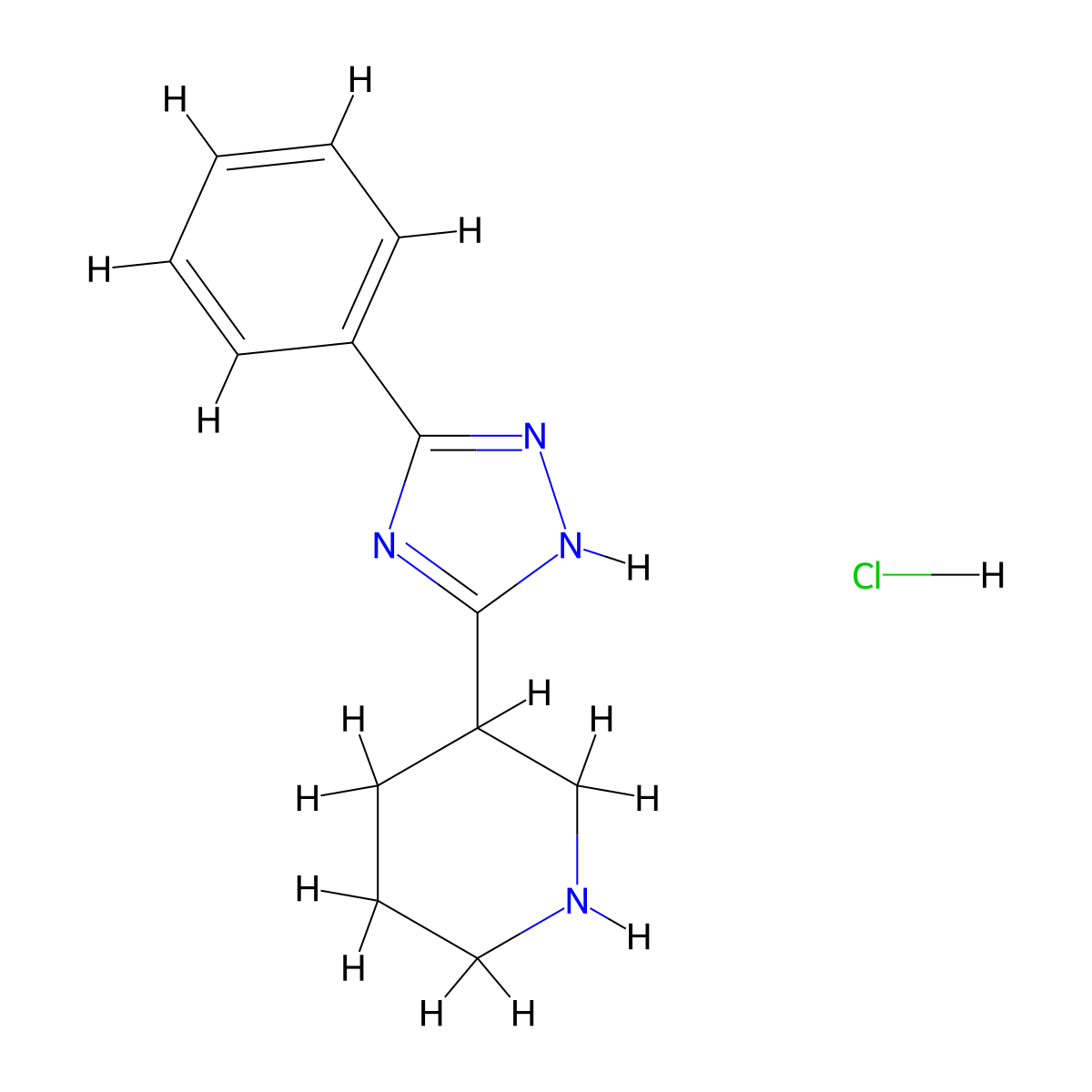 3-(3-Phenyl-1H-1,2,4-triazol-5-yl)piperidine hydrochloride molecular structure, CAS 1263094-24-1