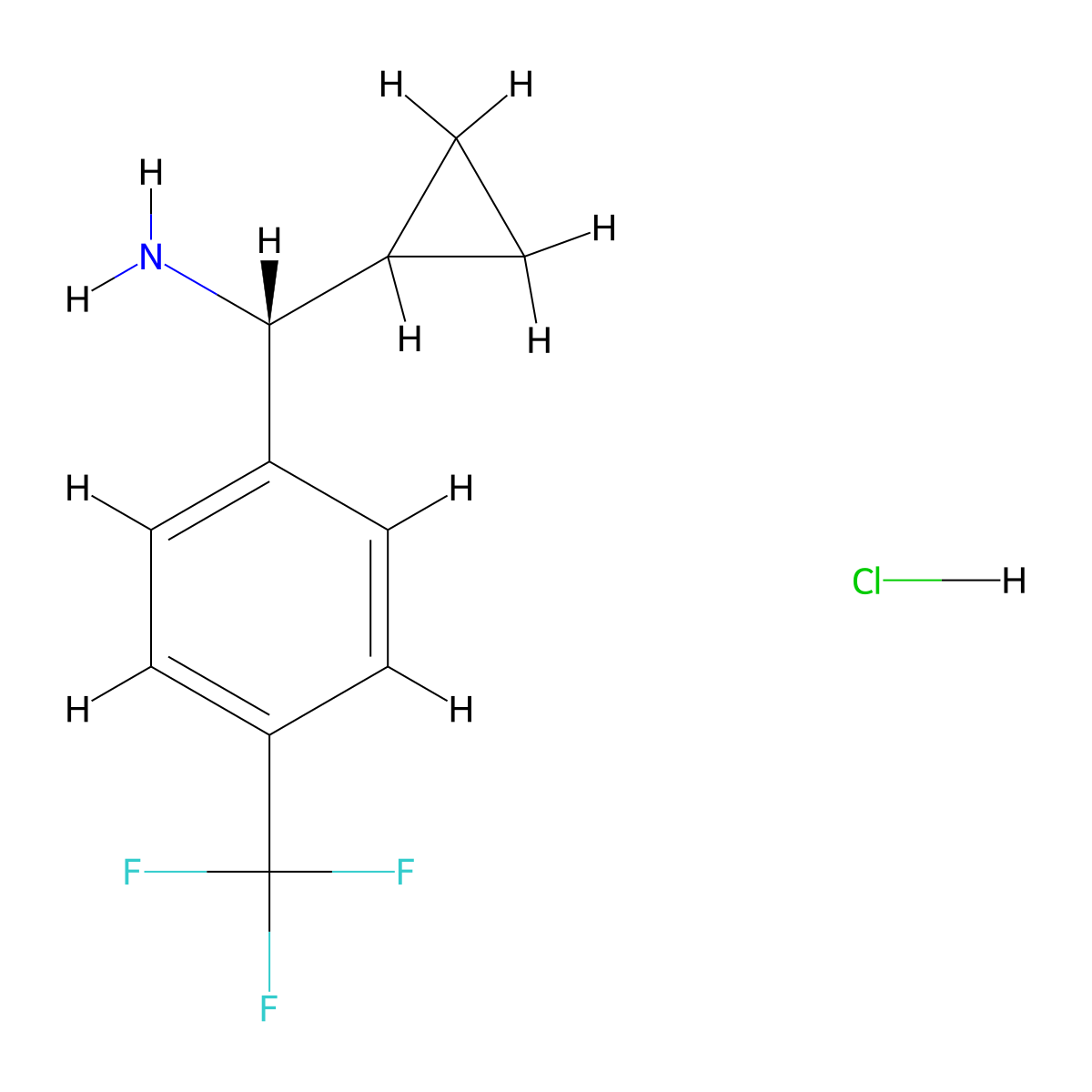 (R)-Cyclopropyl(4-(trifluoromethyl)phenyl)methanamine hydrochloride molecular structure, CAS 1263094-36-5